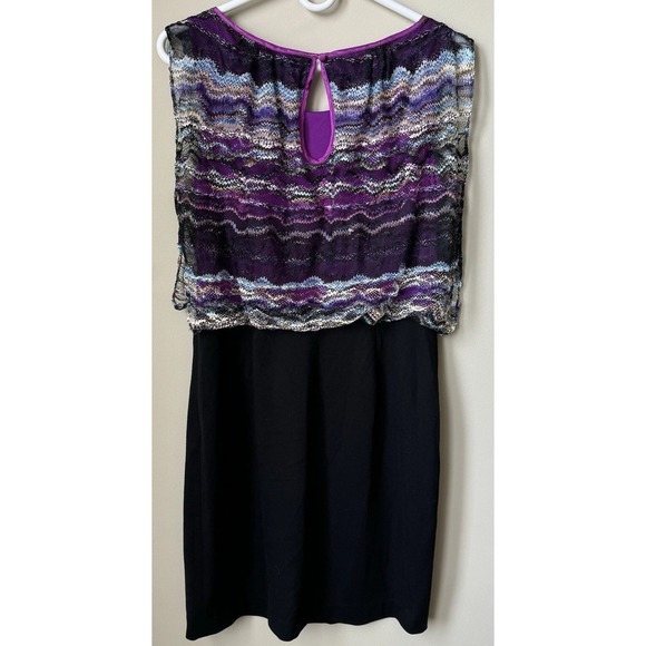 NEW Cache Womens Size 8 Blouson Black Purple Floral Lace Vintage Sheath Dress - Picture 5 of 8